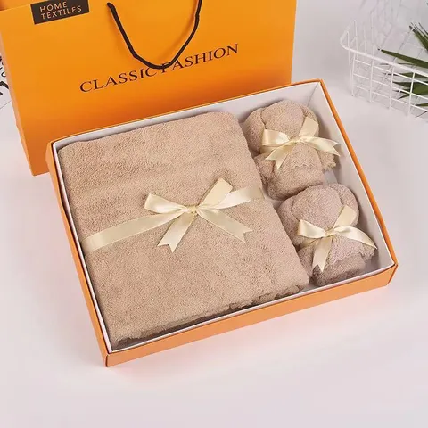 Coral Fleece Bath Towel Set Gift Box Soft Absorbent Towels For Bathroom Wedding Party Home Hotel Daily Use