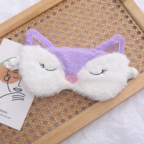 Plush Cartoon Animal Sleep Eye Mask Gradient Colorful Unicorn Fox Sleeping Mask Soft Warm Eye Cover For Women Men Travel Rest