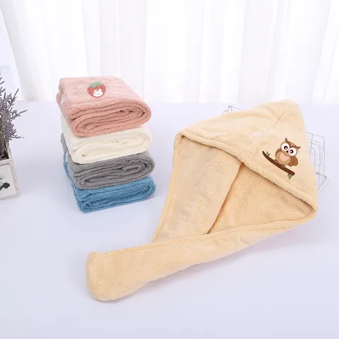 Thickened Quick Drying Hair Cap Coral Fleece Hair Drying Towel Cartoon Absorbent Shower Cap Bath Cap For Women