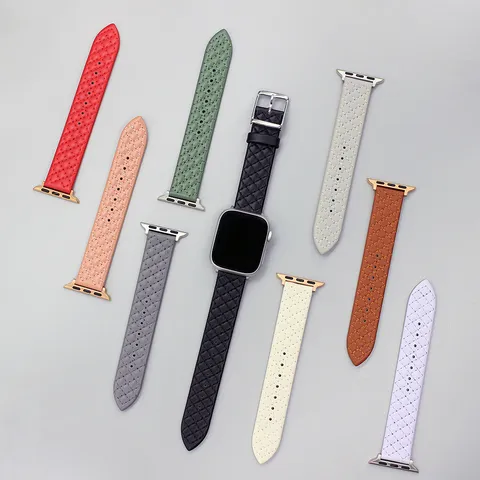 Cinturino per Orologio in Vera Pelle Motivo Trapuntato Compatibile Con Apple Watch Serie Elegante Cinturino di Ricambio