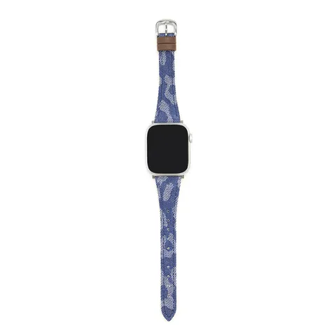 Cinturino per Orologio in Denim e Pelle Bovina Stampa Leopardo Per Apple Watch Cinturino Compatibile Serie iWatch Ricambio di Moda