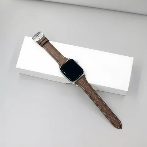 Cinturino per Orologio in Vera Pelle Compatibile Con Apple Watch Ultra SE Serie Lusso Motivo Litchi Cinturino di Ricambio Fibbia in Acciaio Inossidabile