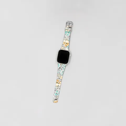 Cinturino Per Orologio Floreale In Vera Pelle Per Smartwatch Cinturino Di Ricambio Moda Orologio Vintage