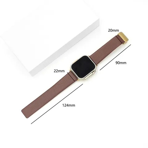 Genuine Leather Smartwatch Strap Magnetic Folding Clasp Replacement Band For Apple Watch Ultra Series Business Style