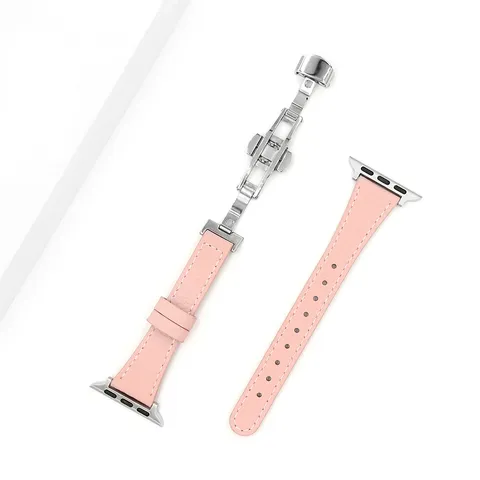 Cinturino per Orologio in Vera Pelle Motivo Litchi Con Fibbia a Farfalla di Ricambio Per Apple Watch Series Accessori