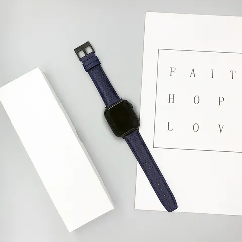 Cinturino per Orologio Perforato in Vera Pelle per Smartwatch Cinturino di Ricambio Comodo e Traspirante