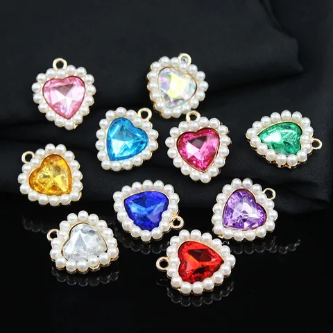 Ciondolo a Forma di Cuore in Lega Con Perla Artificiale E Strass Per Fiocco per Capelli Fai da Te Abbigliamento Creazione di Gioielli