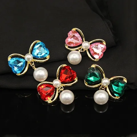 Fiocco Dolce Coreano Perla Lega Strass Ciondolo DIY Accessori Per Capelli Moda Gioielli Artigianato Ciondoli Per Donne