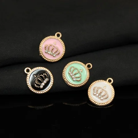 Lega di Zinco Strass Corona Numero 5 Ciondolo Smalto DIY Accessori per la Creazione di Gioielli per Bracciale Collana