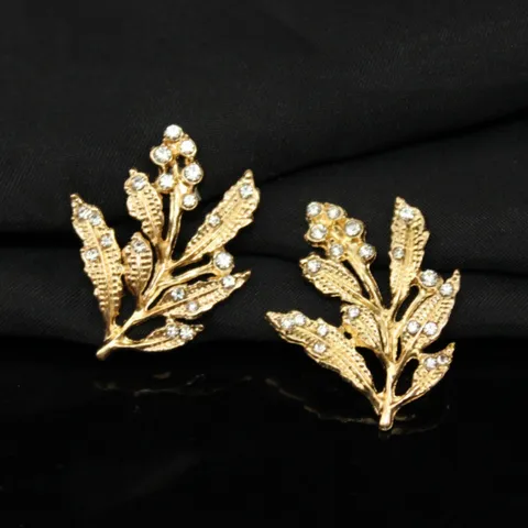 Lega di Zinco Foglia di Rametto Strass Accessori per Gioielli DIY Placcato Oro Argento Fermacapelli Ventaglio Sposa Componenti