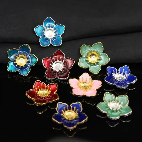 Cloisonne Smalto Cinque Foglie Fiore Lega DIY Accessori Materiale Artigianale Fatto A Mano Per Forcina Ventaglio Componenti per Gioielli