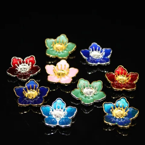 Cloisonne Smalto Cinque Foglie Fiore Lega DIY Accessori Materiale Artigianale Fatto A Mano Per Forcina Ventaglio Componenti per Gioielli