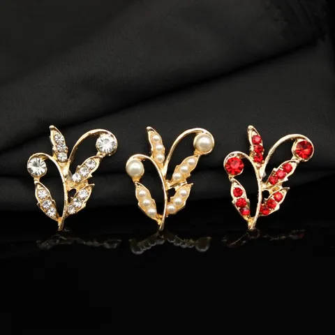 Lega Cava Intarsiata Perla Artificiale Strass Ramo Foglia Gioielli Accessori DIY Forcina Ventaglio Decorazione Materiali