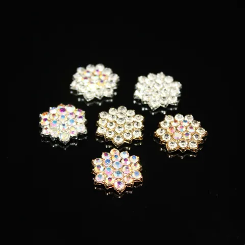 Lega Strass Fiocco di Neve Floreale DIY Accessori per Capelli Placcato Oro Argento Cristallo Diamante Bottone Reperibili per Gioielli