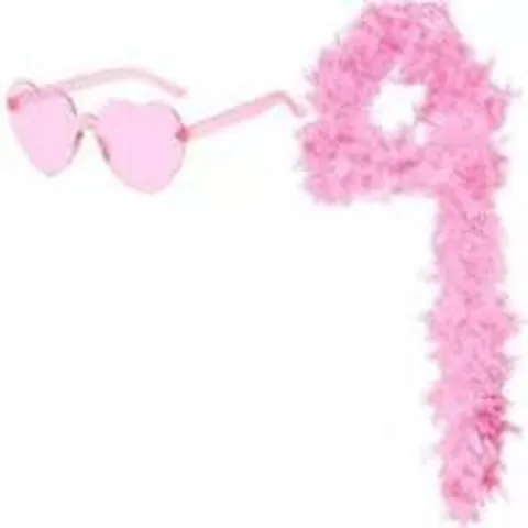 Herz Sonnenbrille Und Federboa Set Mode Randlose Brille Und Weicher Schal Kostüm Zubehör Für Party Festival Feier