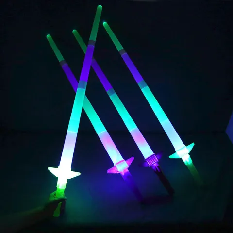 Kids LED Glowing Four-Section Telescopic Sword Light Up Toy Wand Retractable Flashing Glow Stick For Party Children Gift