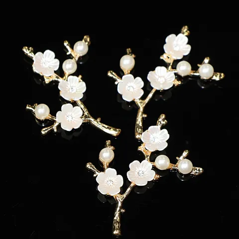 Lega di Zinco Strass Perla Artificiale Ramo di Fiore di Prugno DIY Accessori per Gioielli Artigianato per Ornamenti per Capelli da Sposa
