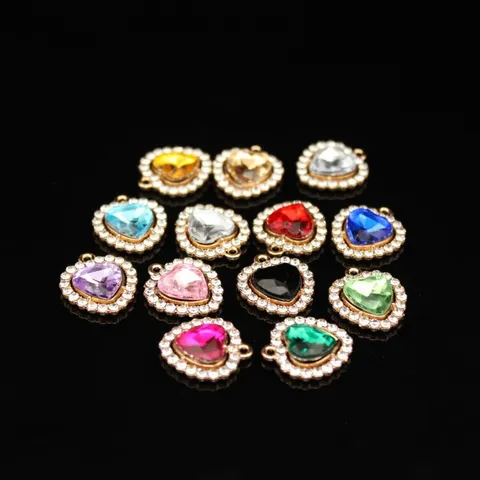 Ciondolo Cuore in Lega con Strass Grazioso Charm d'Amore per Accessori per la Creazione di Gioielli Bracciale Collana Fai da Te Regalo