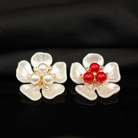 Legierung Fünf Blütenblätter Blume DIY Zubehör Mit Künstlicher Perle Und Strass Für Brautstrauß Und Haarteile