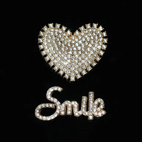 Lega Strass Lettera Smile E Cuore Accessori DIY Placcato In Oro E Argento Custodia Per Telefono Ciondoli Per Scarpe Forniture Per Gioielli
