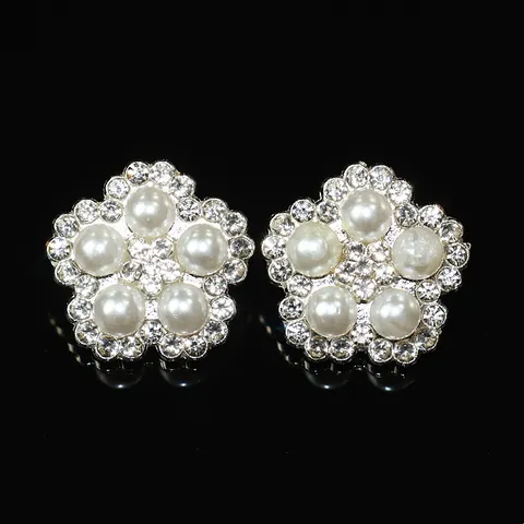 Zinc Alloy Five-Petal Flower Pearl Rhinestone Buttons DIY Garment Accessories Sewing Decorative Buttons For Clothes