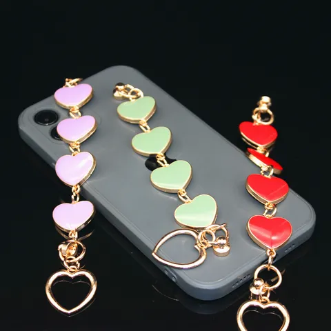 Carino Cuore Smalto Lega Catena Cinturino DIY Custodia per Telefono Catena Sospesa Moda Dolce Accessori Decorativi Gioielli