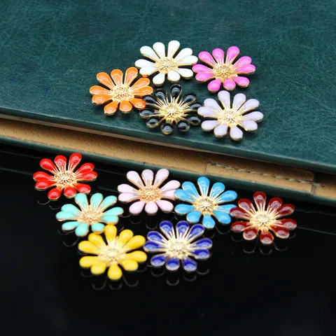 Ciondoli in Lega di Zinco Piccola Margherita Goccia di Smalto Girasole DIY Telefono Accessorio Capelli