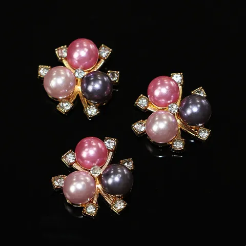 Vintage Zinc Alloy Floral Hair Accessory Artificial Pearl Rhinestone DIY Craft Component For Wedding Party Women Jewelry