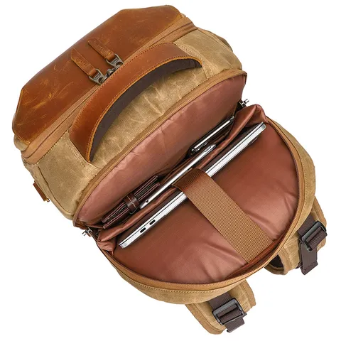 Waterproof Canvas Camera Backpack Retro Vintage DSLR Photography Bag Outdoor Travel Multi-Function Laptop Rucksack