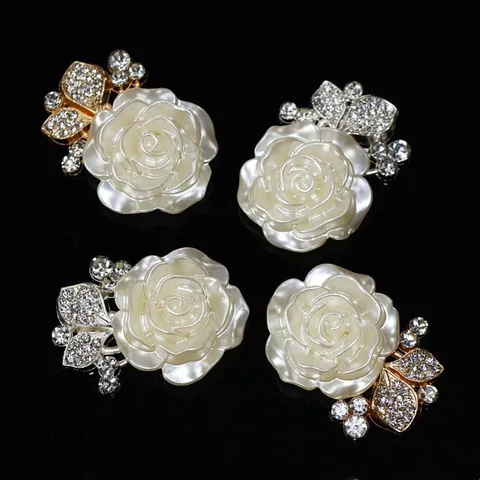 Alloy Rhinestone Rose Flower Shoe Buckle DIY Phone Case Decorative Accessory Gold Silver Metal Craft Jewelry Findings