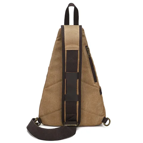 Vintage Men Canvas Chest Bag Casual Multifunctional Single Shoulder Crossbody Bag Outdoor Sports Small Backpack
