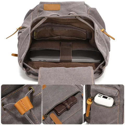 Vintage Canvas Backpack Large Capacity Laptop Bag Business Commuting School Bookbag For Men Women Casual Travel Rucksack