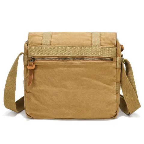 Men Canvas Messenger Bag Casual Vintage Crossbody Bag Multi Pocket Shoulder Bag Durable Travel Commute Bag
