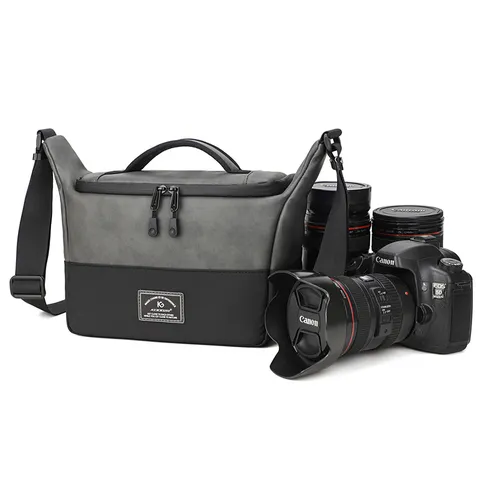 Waterproof PU Leather Camera Bag Crossbody Shoulder Photography Bag For DSLR SLR Camera Lens Storage Multi-functional Travel Case