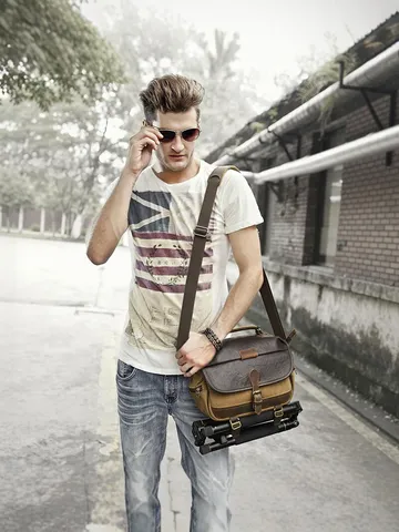 Vintage Canvas DSLR Camera Bag Waterproof Messenger Photography Shoulder Bag For Men Outdoor Digital Storage Bag