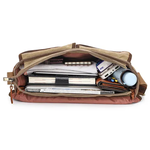 Vintage Waterproof Canvas DSLR Camera Bag SLR Photography Shoulder Crossbody Bag Multifunctional Travel Tech Storage Bag