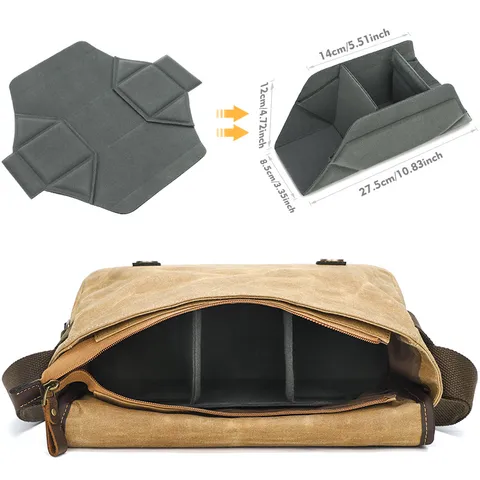 Men Retro Canvas Single Shoulder Crossbody Bag Waterproof Wear Resistant Photography Camera Bag Outdoor Casual Messenger Bag