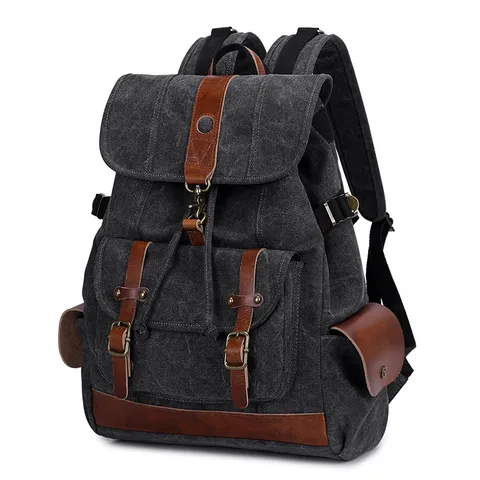 Men's Casual Canvas Backpack Vintage Large Capacity Travel School Bookbag Outdoor Rucksack