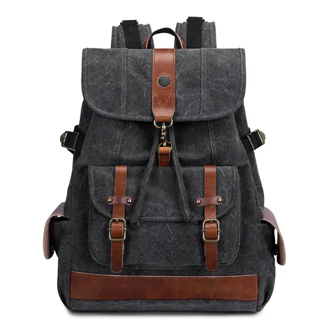 Men's Casual Canvas Backpack Vintage Large Capacity Travel School Bookbag Outdoor Rucksack