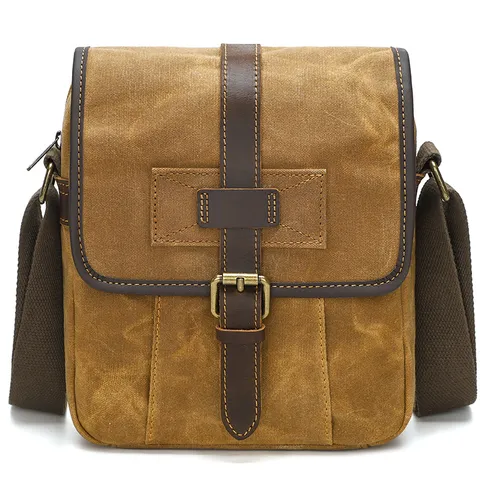 Men's Vintage Canvas Crossbody Bag Casual Waterproof Messenger Bag Retro Single Shoulder Bag For Daily Travel