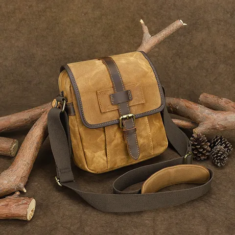 Men's Vintage Canvas Crossbody Bag Casual Waterproof Messenger Bag Retro Single Shoulder Bag For Daily Travel