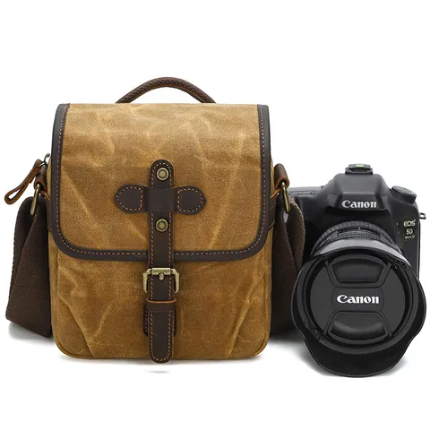 Vintage Canvas Camera Bag Waterproof Shoulder Crossbody Photography Bag For DSLR SLR