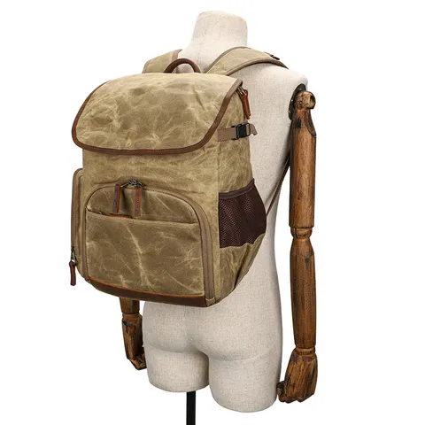 Vintage Waterproof Canvas Camera Backpack Large Capacity Casual Travel Shoulder Bag For SLR DSLR Lenses Photography