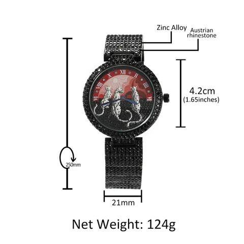 Montre à Quartz Léopard Givrée Hip Hop Pour Hommes Femmes Luxe Zirconia Montre Bracelet en Alliage Bijoux de Mode Cadeau