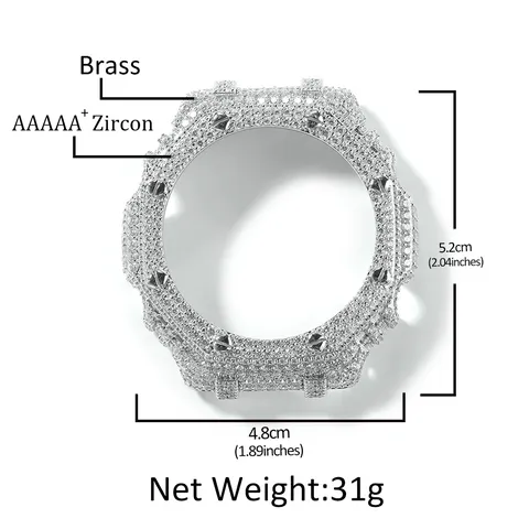 Luxus Messing Hip Hop Iced Out Uhrengehäuse Für GA-2100 Achteckige Lünette Ersatz Zirkonia Moissanit Schutzhülle Zubehör