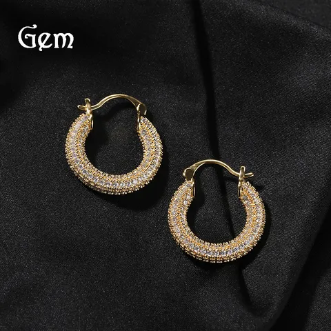 Orecchini Cerchio in Rame con Strass Hiphop per Unisex Geometrico Tondo Intarsiato con Strass Orecchini a Cerchio Gioielli Piercing