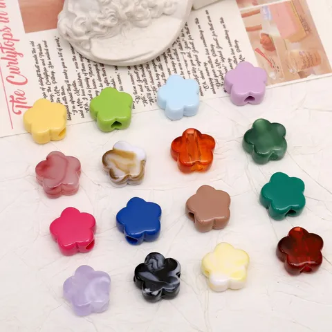 Acrylic Five Petal Flower Loose Beads Colorful Marble Pattern Spacers For Diy Bracelet Necklace Making Handicrafts Jewelry Craft Supplies
