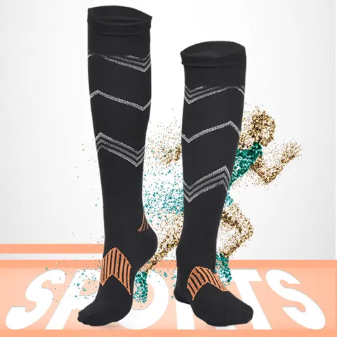 Herren Kompressions Sportsocken Schnelltrocknend Geruchsneutral Laufen Basketball Athletisch Gestreift Beinschutz Lange Socken