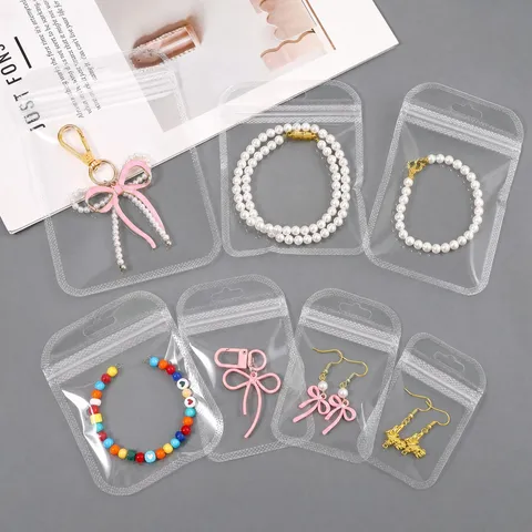 Sachets à Fermeture Zip en PP Transparent Poches de Rangement en Plastique Clair Pour Bijoux Colliers Bracelets Boucles d'Oreilles Petites Pièces