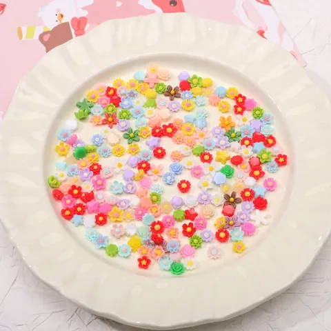 Perles de Fleurs en Résine de Couleur Mixte Sans Trou Matériaux de Fabrication de Bijoux DIY Accessoires Floraux Faits à la Main